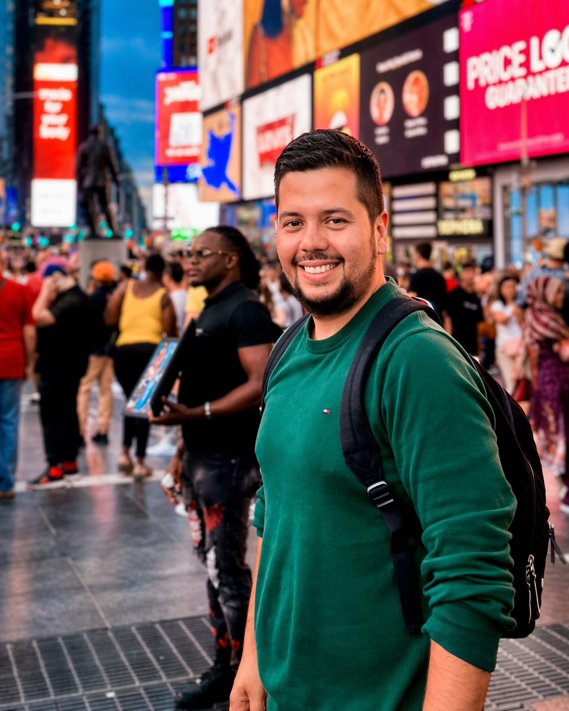 Andrey Alencar Quadros em Times Square, Nova York